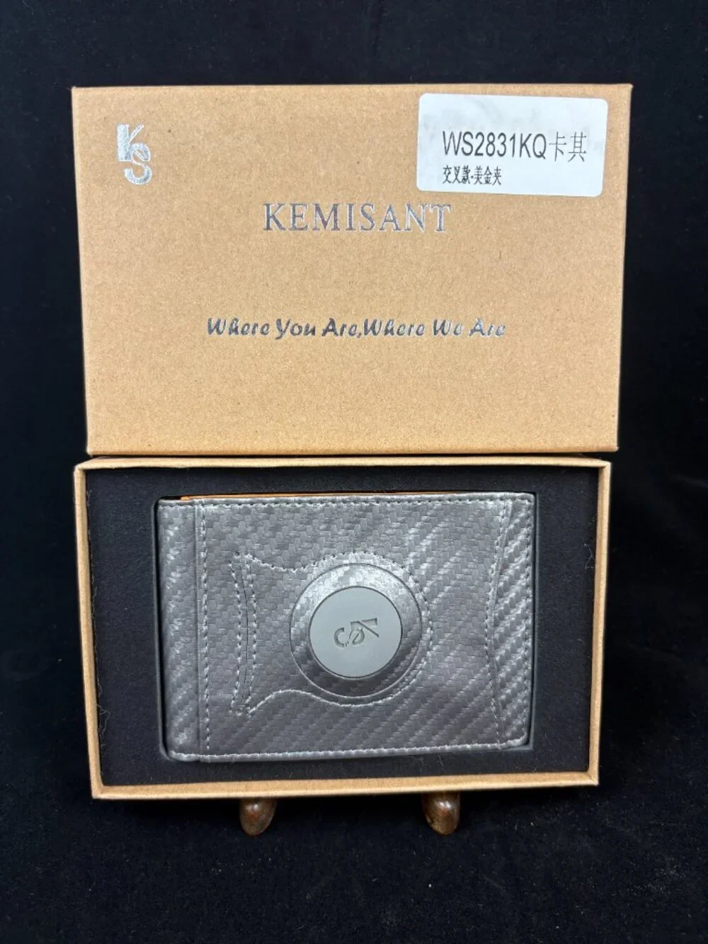 Kemisant Brown Airtag Wallet Slim Front Pocket Money Clip RFID Blocking